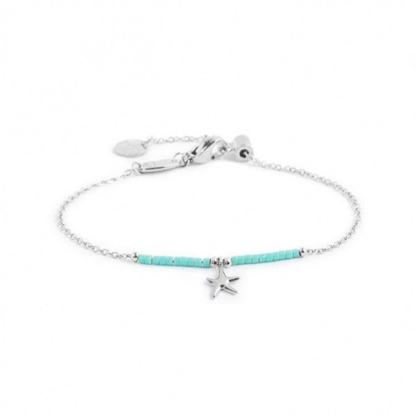 BRACCIALE STELLA MARINA PENDENTE E MIYUKI TURCHESI ACCIAIO