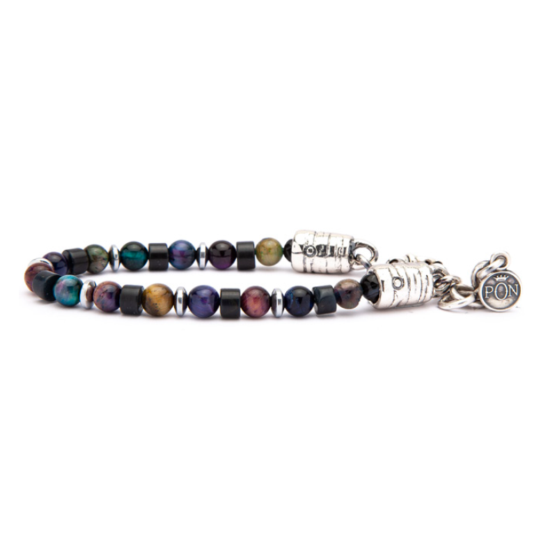 Bracciale Portonovo uomo Occhio di tigre variegato e onice