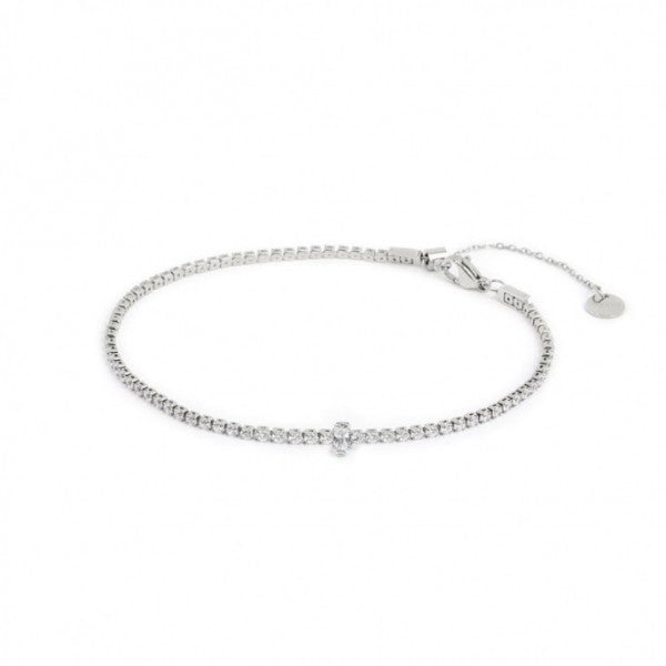 CAVIGLIERA TENNIS CRISTALLI BIANCHI E CRISTALLO BAGUETTE BIANCO ACCIAIO