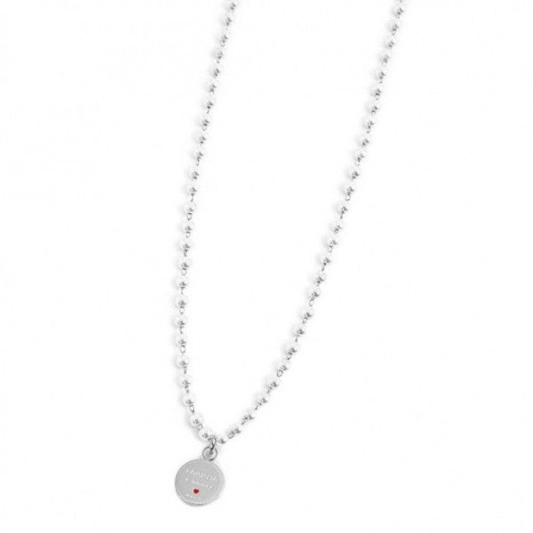 Collana Marlù Donna con pendente 'Albero dei Valori' con perle bianche e Acciaio