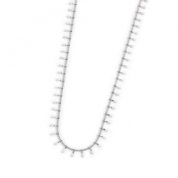 COLLANA MARLU' DONNA GRUMETTA CON PENDENTI SMALTO BIANCO ACCIAIO