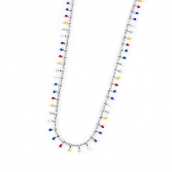 COLLANA MARLU' DONNA GRUMETTA CON PENDENTI SMALTO MULTICOLORE ACCIAIO