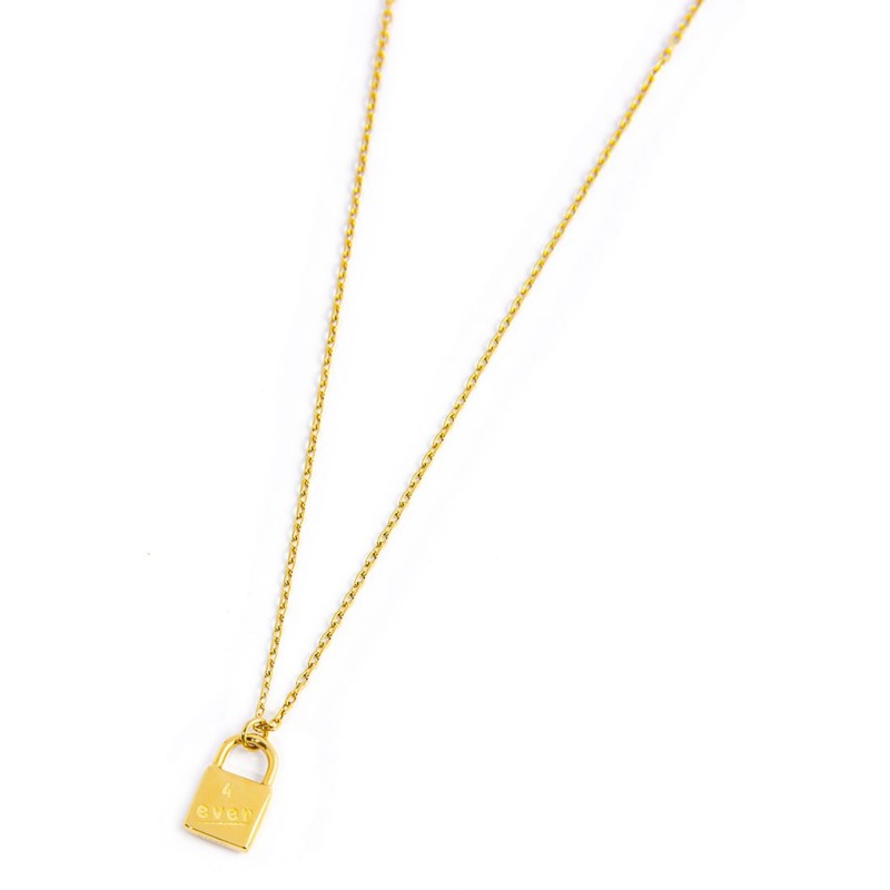 Collana Marlù donna con lucchetto pendente con cuore e cristalli rossi