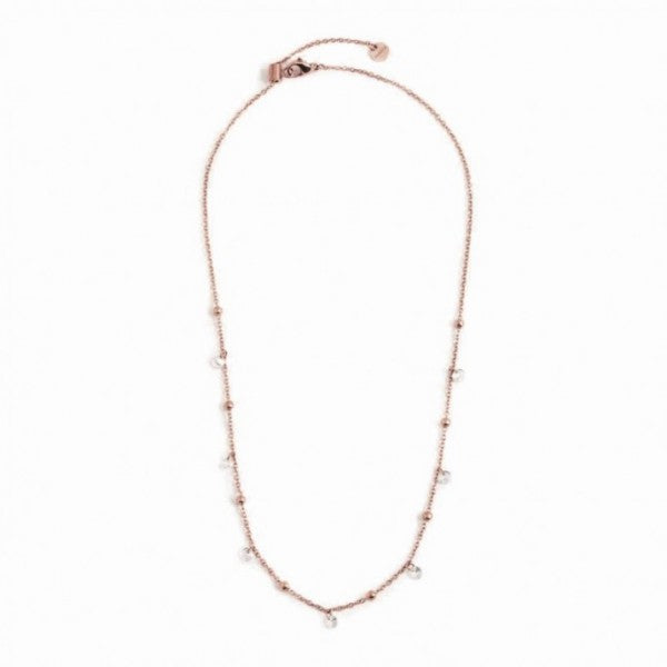 Collana Marlù Donna ROSE' CON CRISTALLI BIANCHI E SFERE