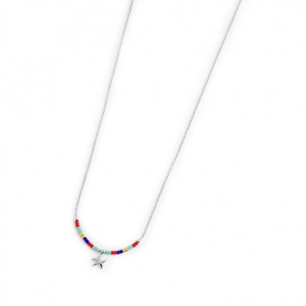 COLLANA MARLU' DONNA STELLA MARINA PENDENTE E MIYUKI MULTICOLORE ACCIAIO