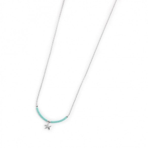 COLLANA MARLU' DONNA STELLA MARINA PENDENTE E MIYUKI TURCHESI ACCIAIO