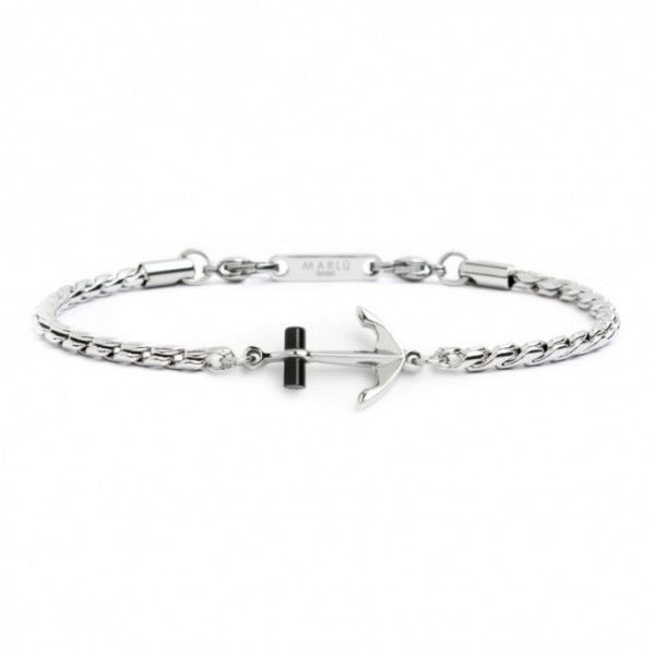 Bracciale Marlù uomo ancora e dettaglio con pietra nera