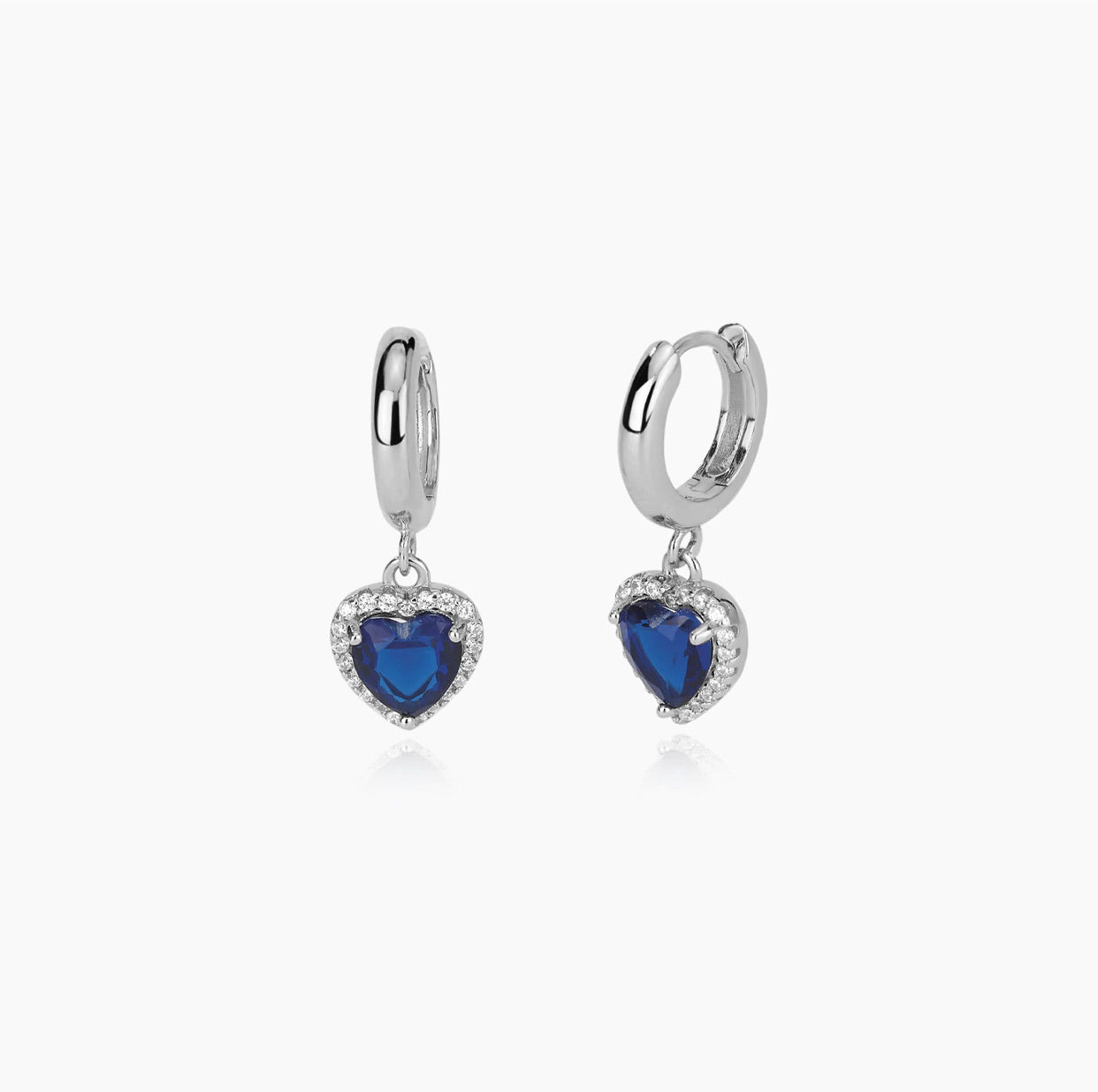 Orecchini Mabina cerchietti con cuore blu