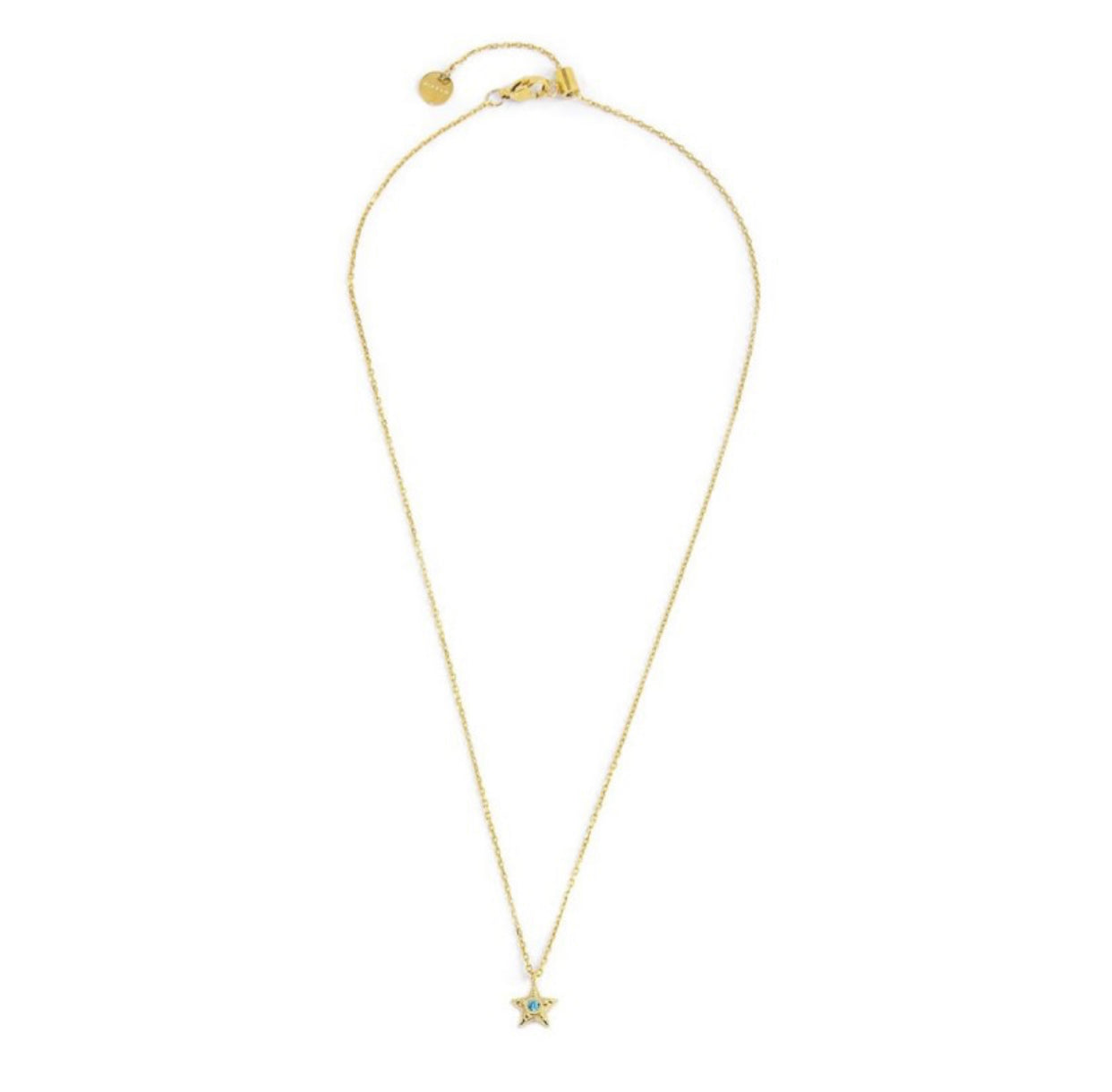 Collana Marlù donna STELLA PENDENTE CON ZIRCONE AZZURRO PVD ORO