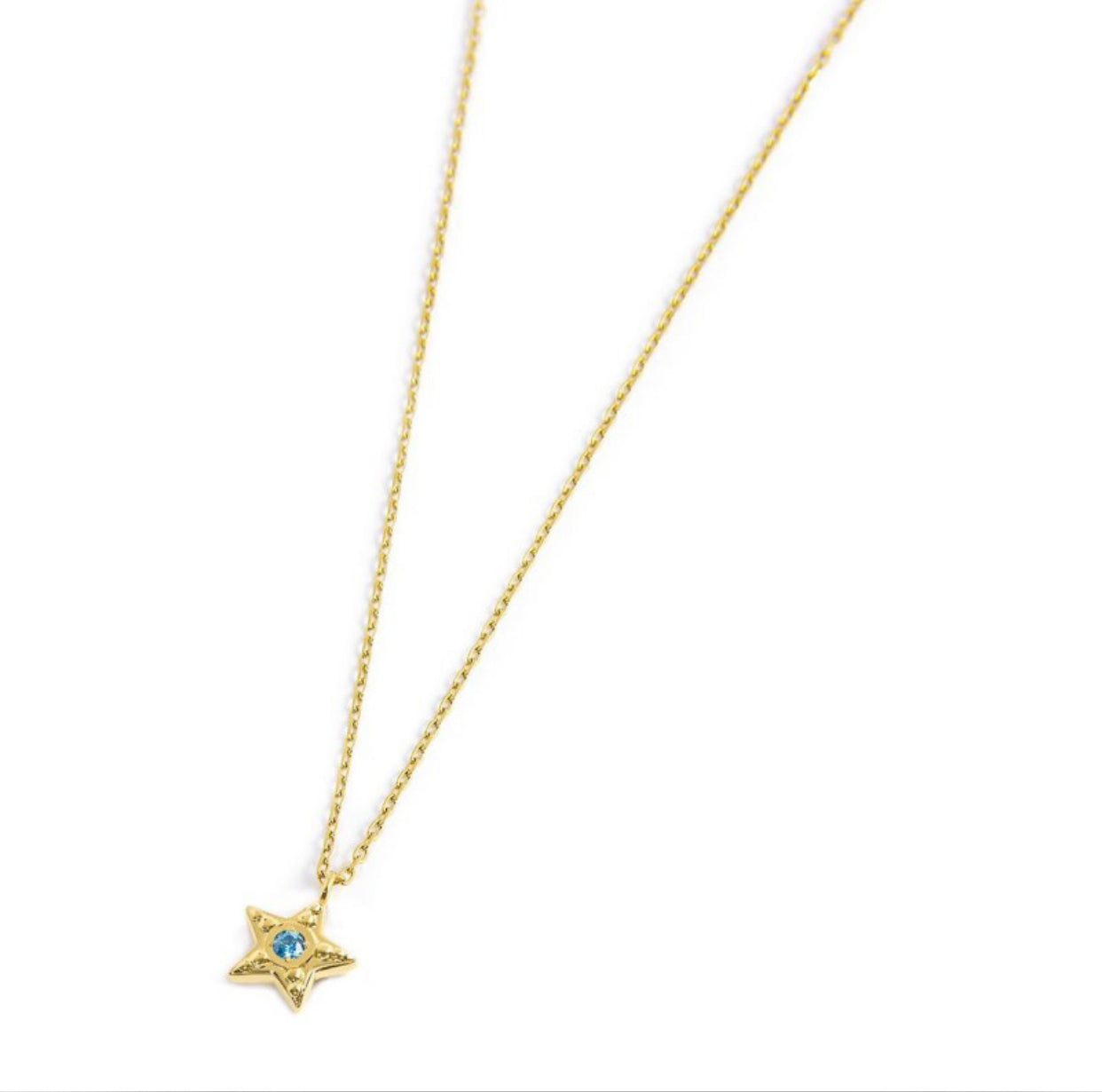 Collana Marlù donna STELLA PENDENTE CON ZIRCONE AZZURRO PVD ORO