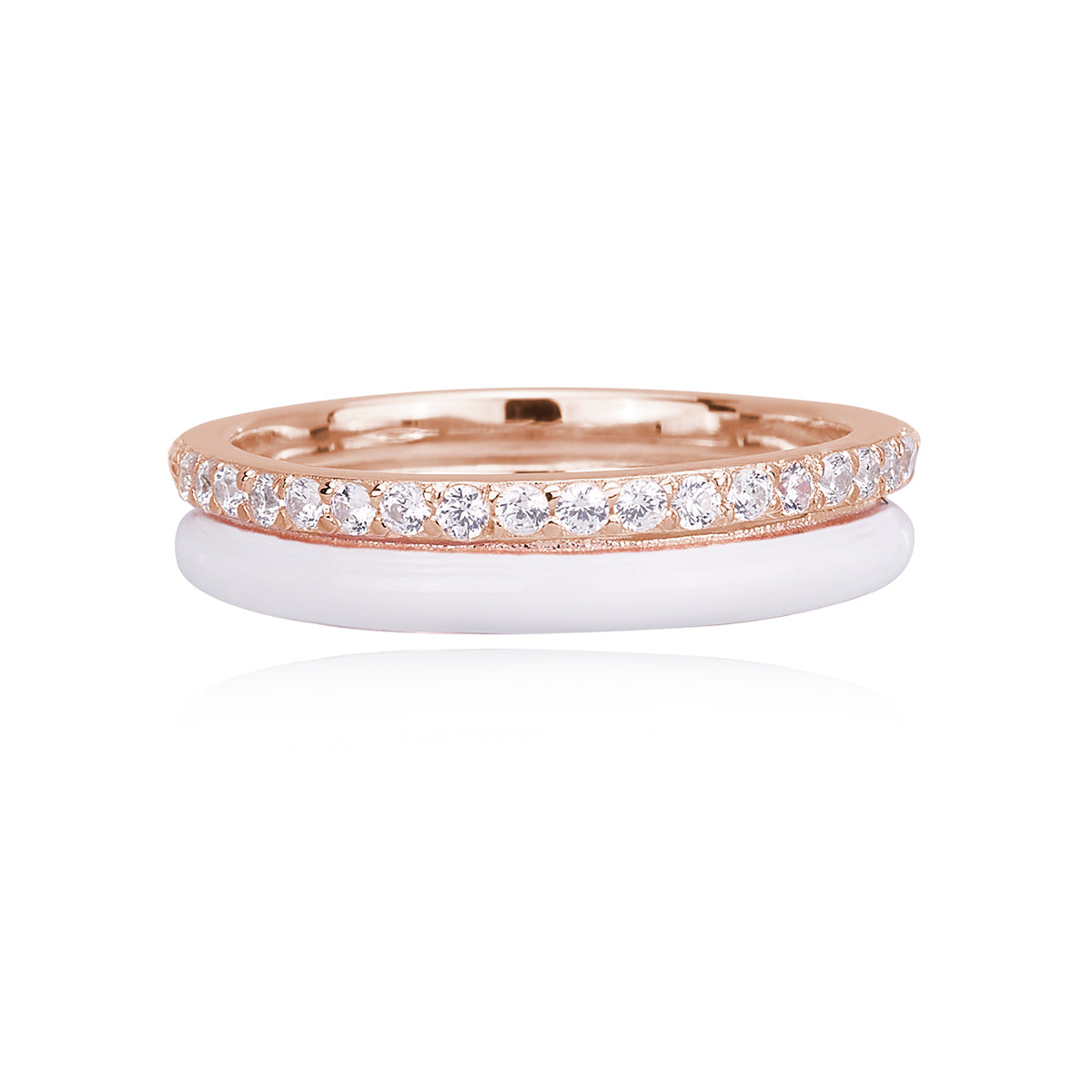 Anello Mabina donna con smalto bianco e pietre