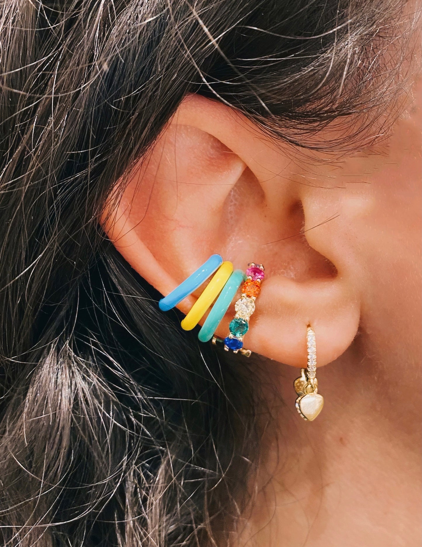 Orecchino singolo Rocce modello earcuff smaltato
