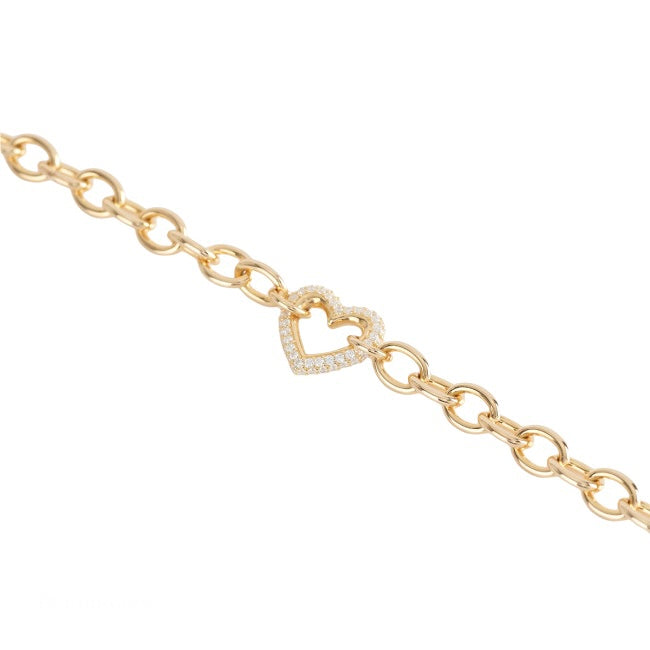 Bracciale Mabina cuore e maglie ovali dorate