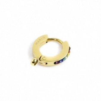 MONO ORECCHINO CERCHIO MARLÙ PVD ORO 11MM CRISTALLI ANELLO PER CHARM