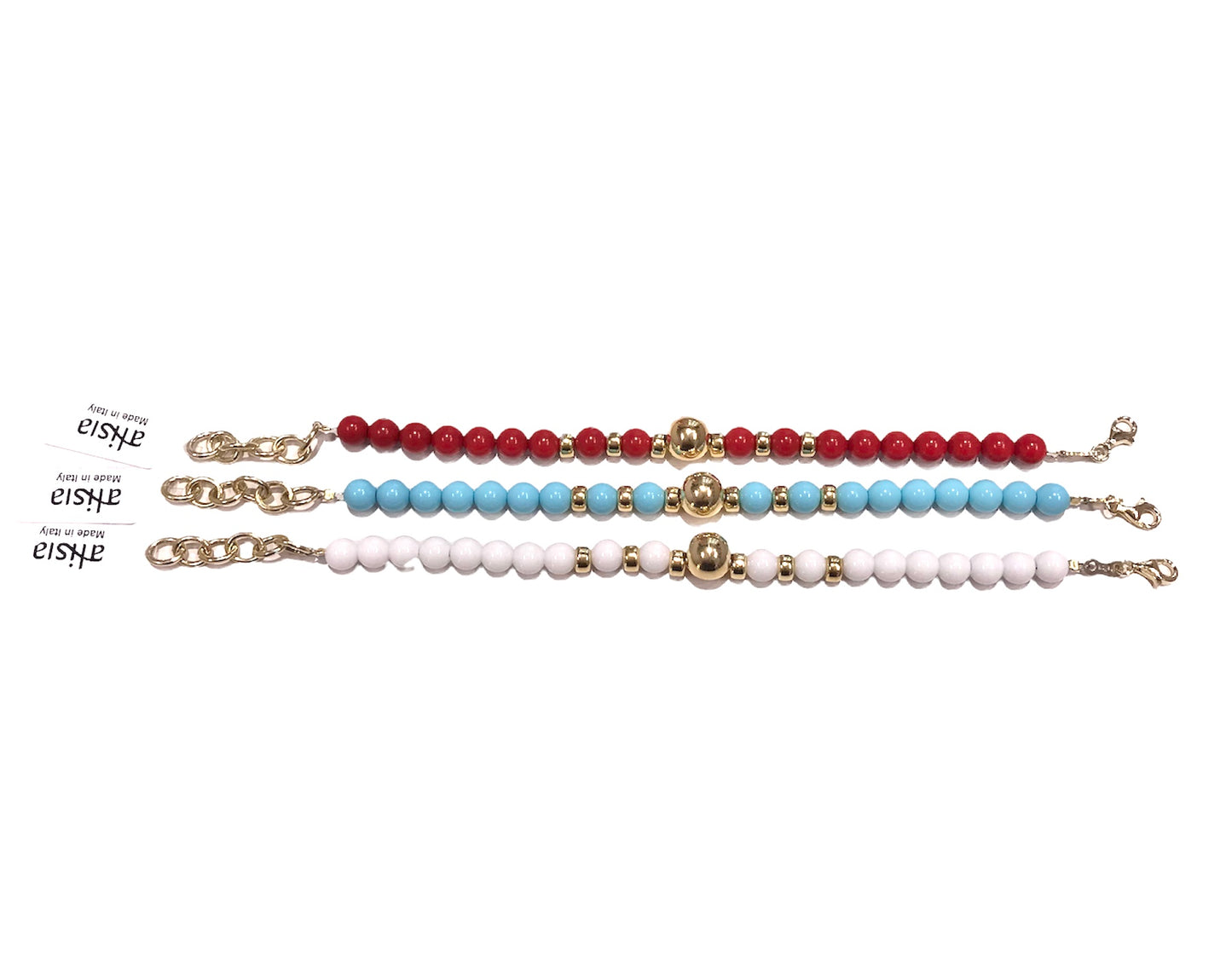 Bracciale donna Alisia pietre corallo e sfera centrale
