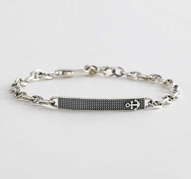 Bracciale Mabina uomo con targa e ancora