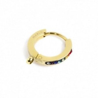 MONO ORECCHINO CERCHIO MARLÙ PVD ORO 14MM CRISTALLI E ANELLO PER CHARM