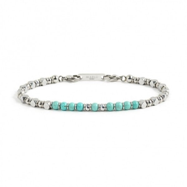 Bracciale Marlù uomo acciaio pietre ematite e turchese