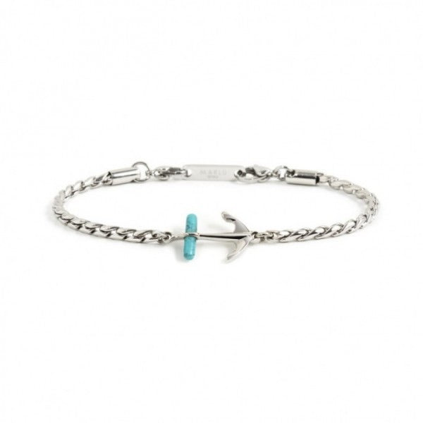 Bracciale Marlù uomo ancora e dettaglio con pietra turchese