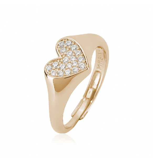Anello Mabina Chevalier cuore pavè oro