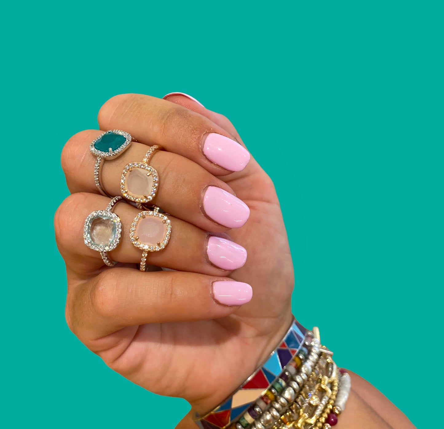 Anello Marcello Pane donna Quarzo Acquamarina e zirconi