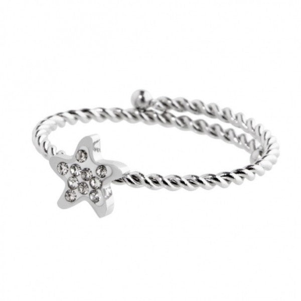 ANELLO MARLÙ DONNA STELLA MARINA CON CRISTALLI BIANCHI PVD ORO