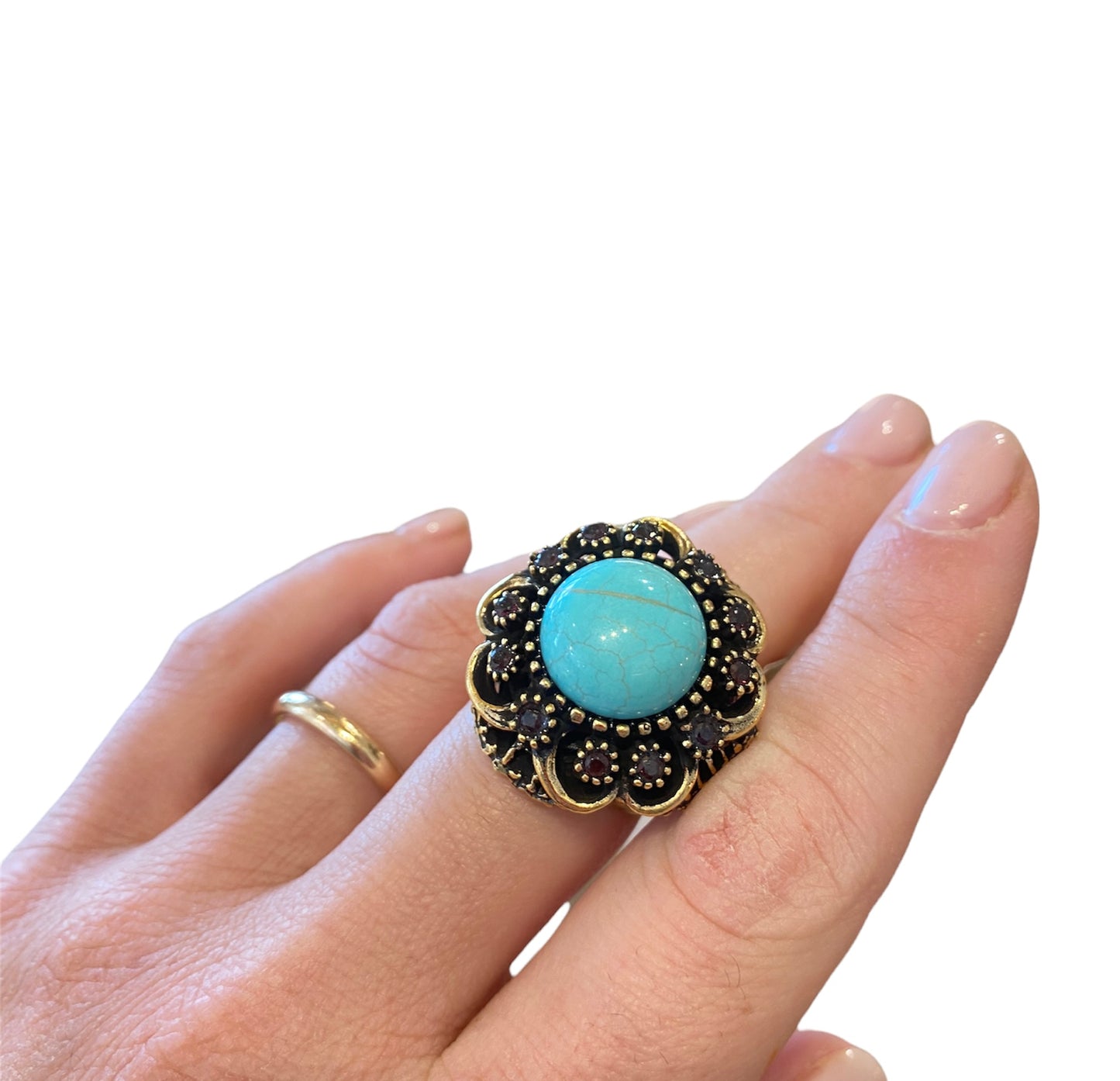 Anello Alcozer donna fiore turchese