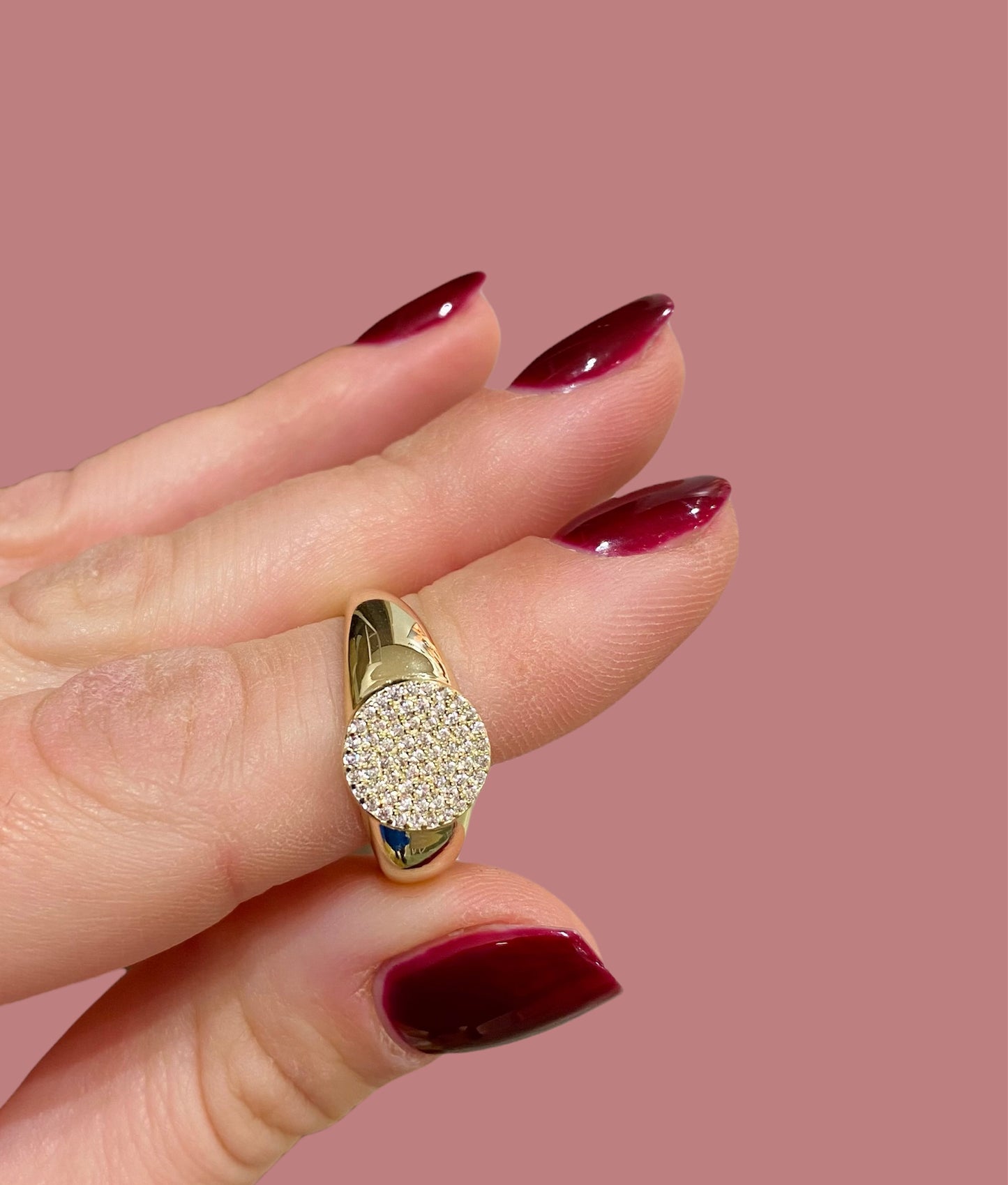 Anello Rocce Sigillo tondo zirconato