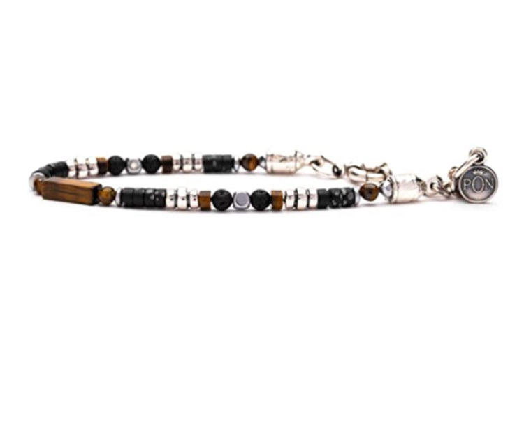 Bracciale uomo Portonovo camouflage occhio di tigre argento