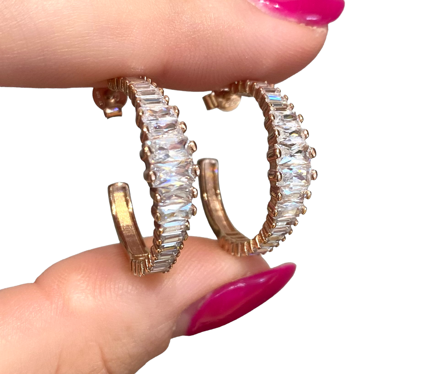 Orecchini Marcello Pane cerchi zirconi baguette