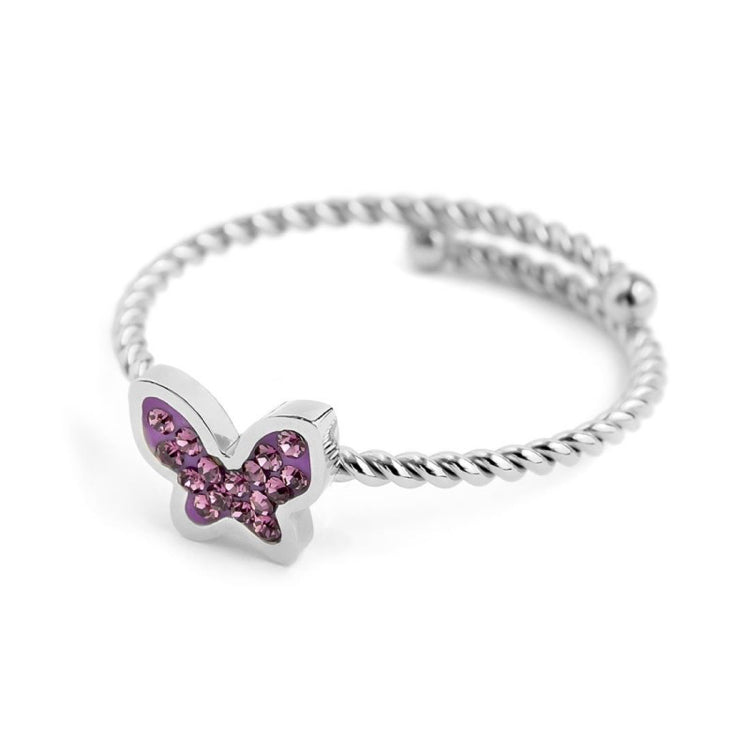 ANELLO MARLÙ DONNA FARFALLA CON CRISTALLI VIOLA ACCIAIO
