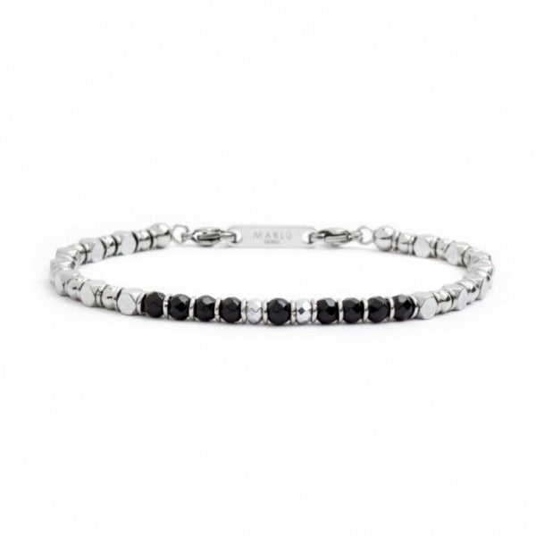 Bracciale Marlù uomo agata nera ed ematite