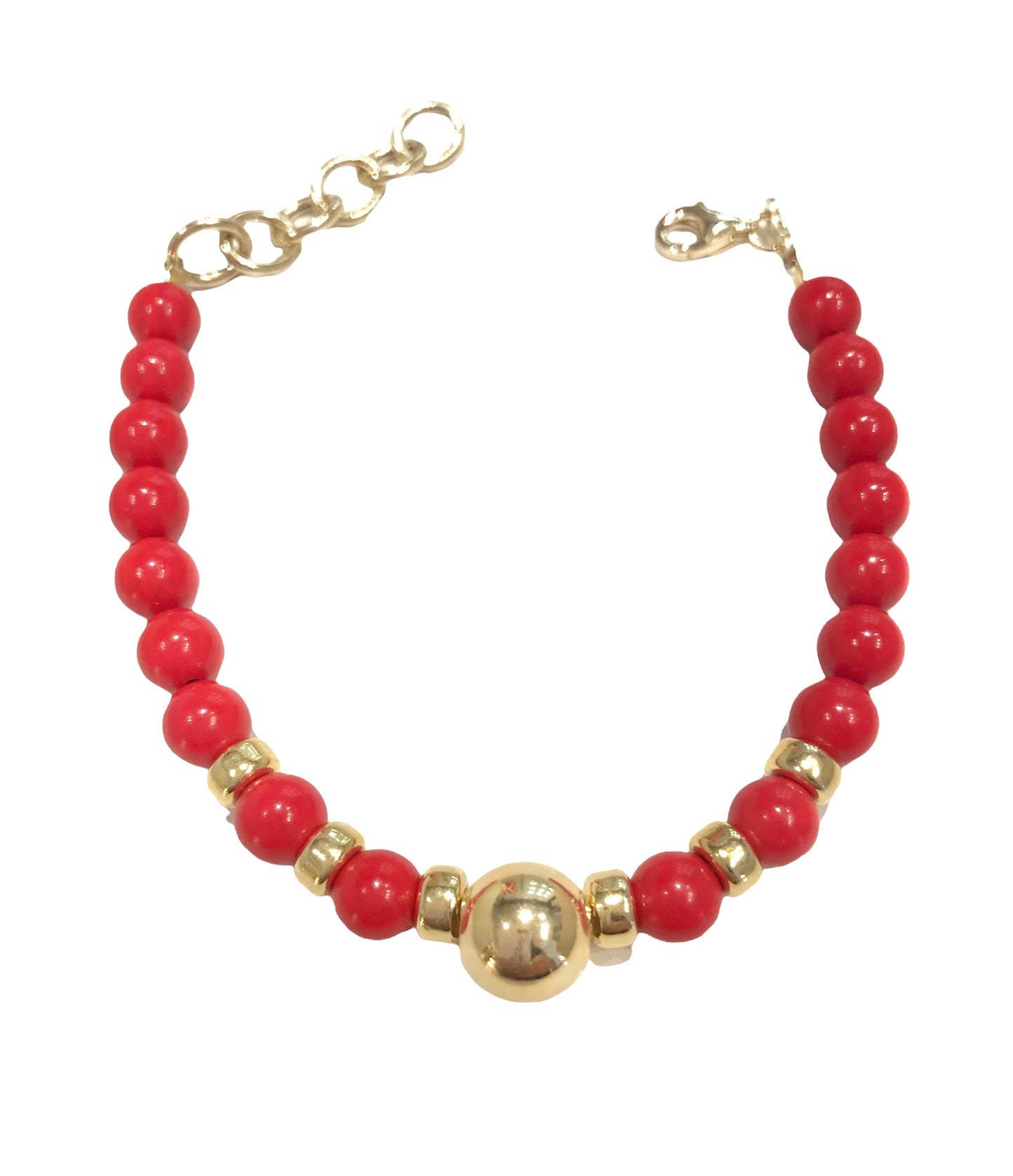 Bracciale donna Alisia pietre corallo e sfera centrale