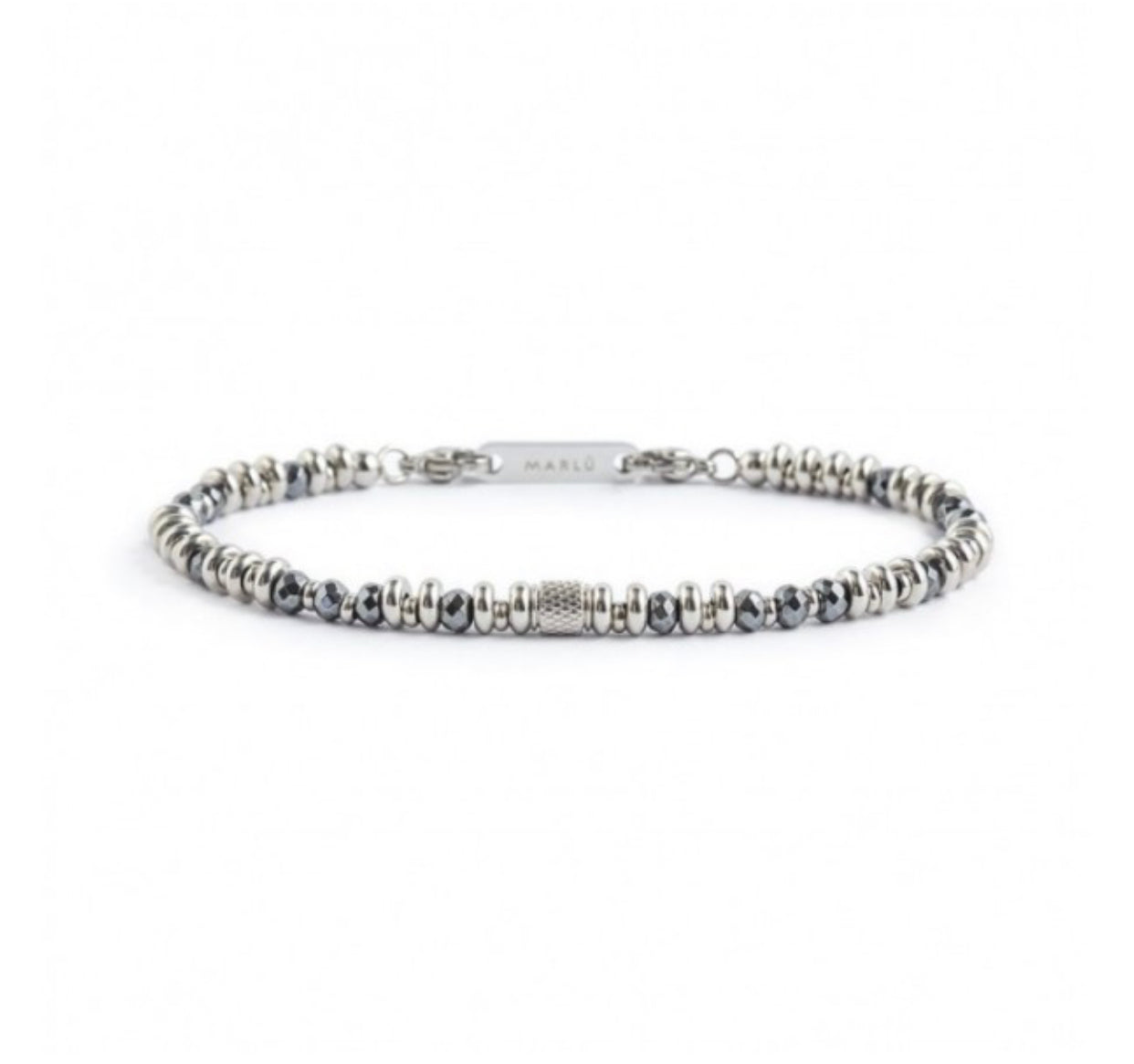 BRACCIALE UOMO MARLÙ CON EMATITE ED ELEMENTO CILINDRICO ACCIAO