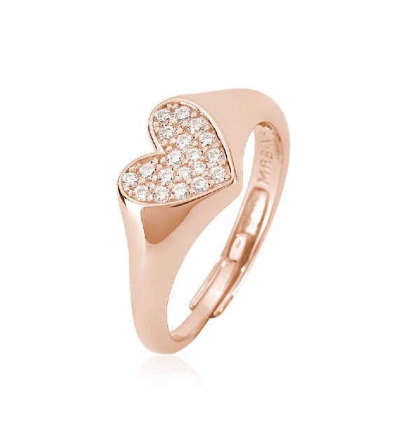 Anello Mabina Chevalier cuore pavè rosè