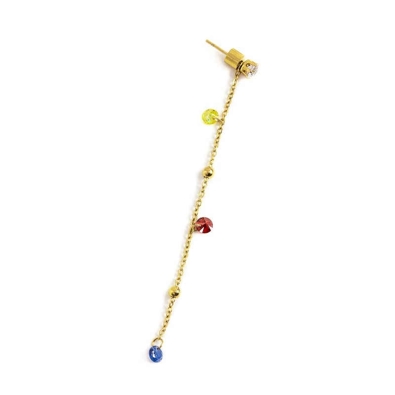 Mono orecchino Marlù donna cristalli colorati e sfere 7,5cm