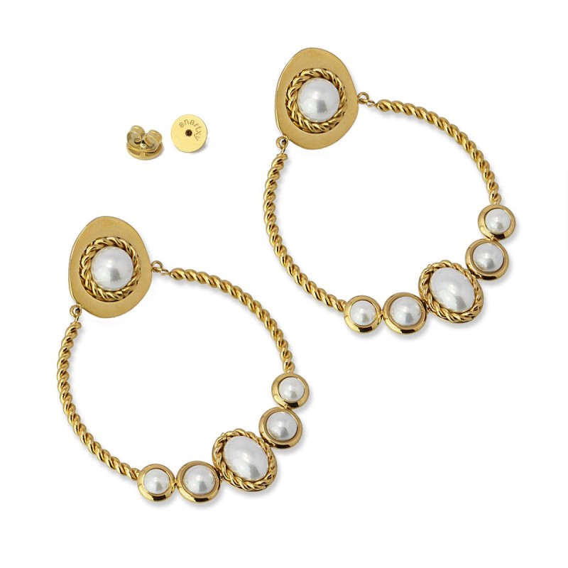Orecchini Donna Anartxy Stone & Pearl Cerchi Perle