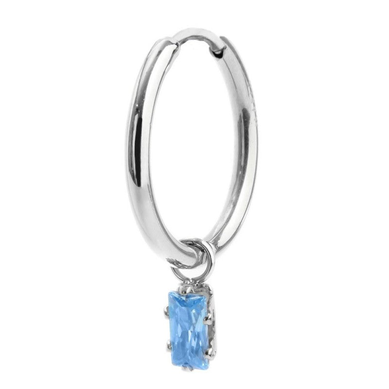 Mono orecchino Marlù donna Cerchio con cristallo baguette acquamarina