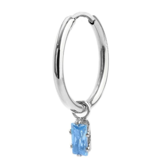 Mono orecchino Marlù donna Cerchio con cristallo baguette acquamarina