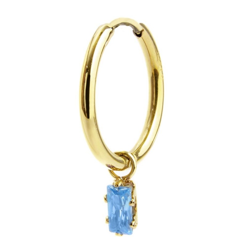 Mono orecchino Marlù donna Cerchio con cristallo baguette acquamarina