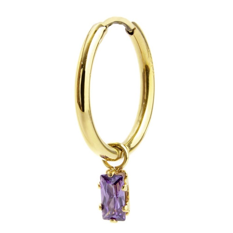 Mono orecchino Marlù donna Cerchio con cristallo baguette viola