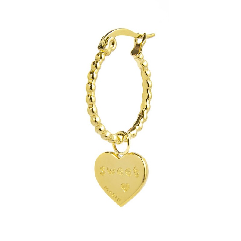 Orecchino Marlù donna Cerchio con cuore pendente e cristallo rosso