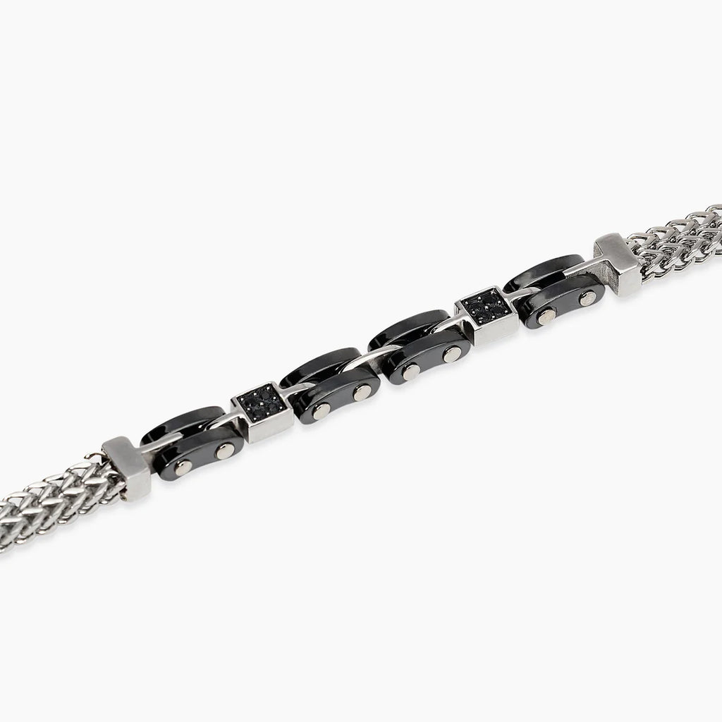 Bracciale Kidult uomo   in acciaio e ceramica nera