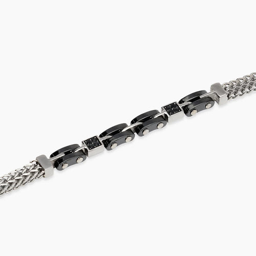Bracciale Kidult uomo   in acciaio e ceramica nera
