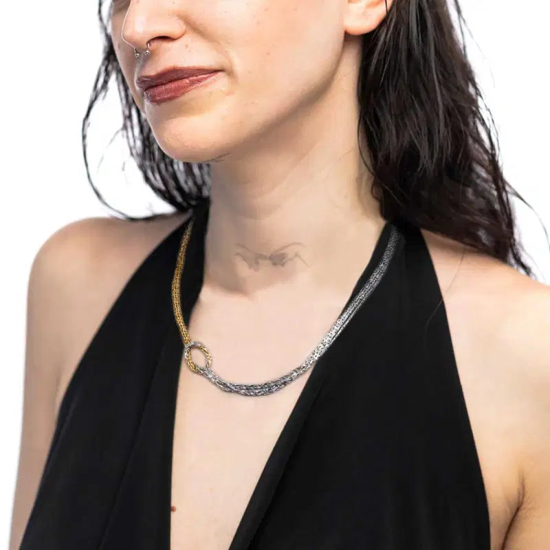 Collana Marlù con nodo catena snake quadrata ritorta