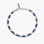 Bracciale Kidult uomo con elementi bambù in acciaio e diaspro blu
