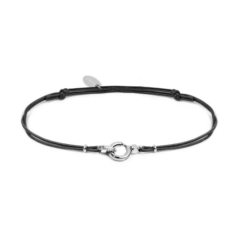Bracciale Marlù donna cordino nero con moschettone ad anello centrale