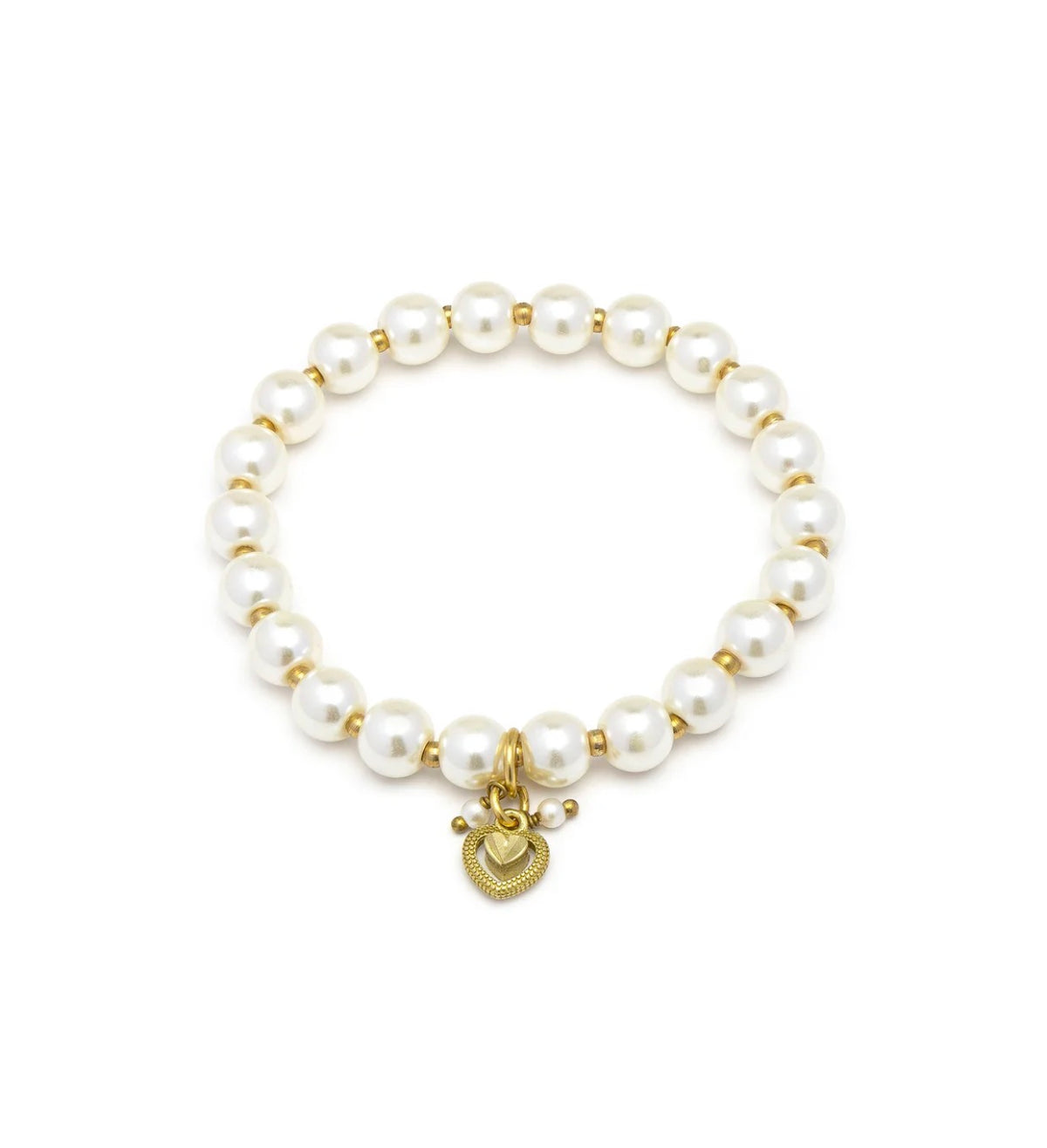 Bracciale Vestopazzo donna elastico con  perle e cuore pendente