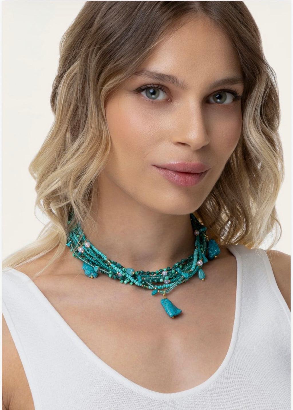 Collana Vestopazzo Coral Choker Macramè Turchese