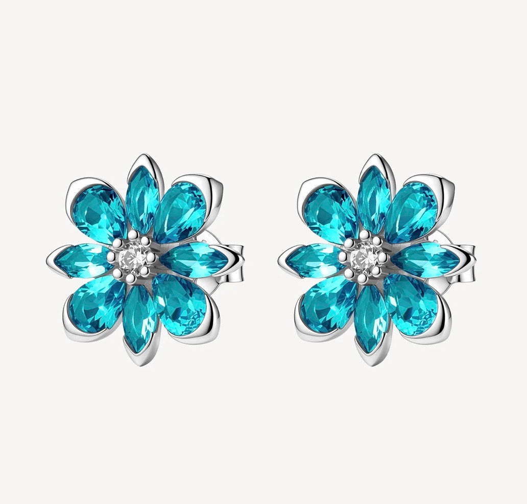 Orecchini argento Fancy Aqua green Fiore big